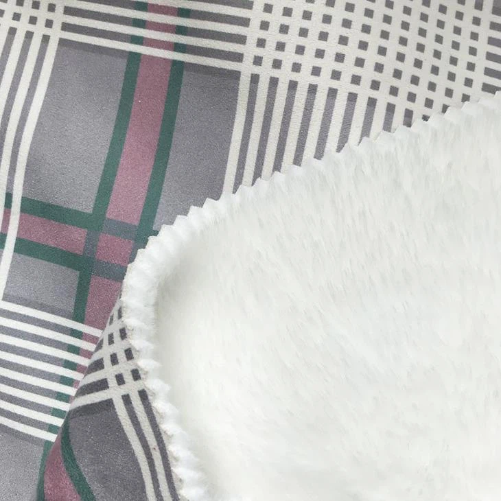 Grid Printed Suede Jacket Fabric
