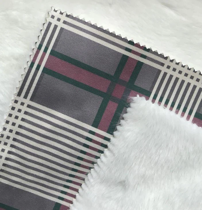 Grid Printed Suede Jacket Fabric