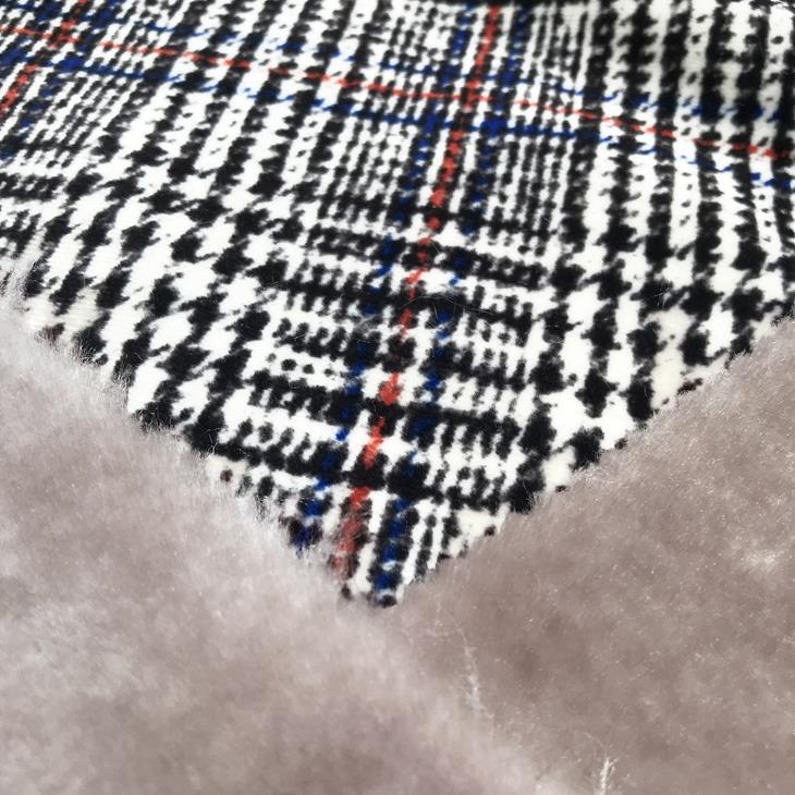 Grid Suede With Plush Fur Fabric
